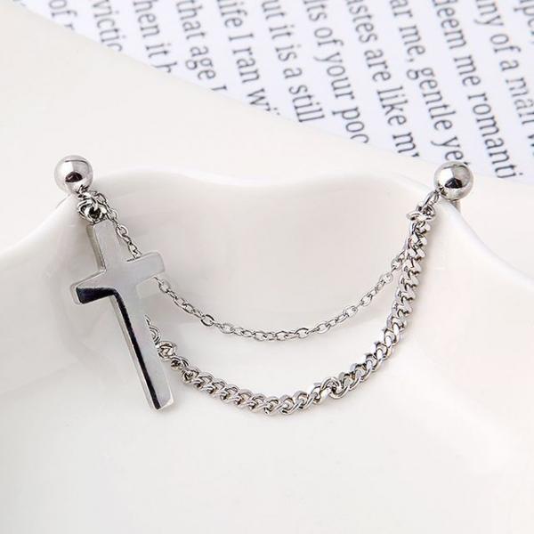 써지컬피어싱 더블 체인 크로스 피어싱