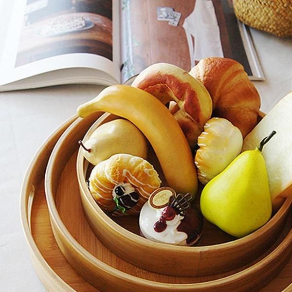 손잡이가 있어 편리한 내츄럴우드 원형 쟁반 3size