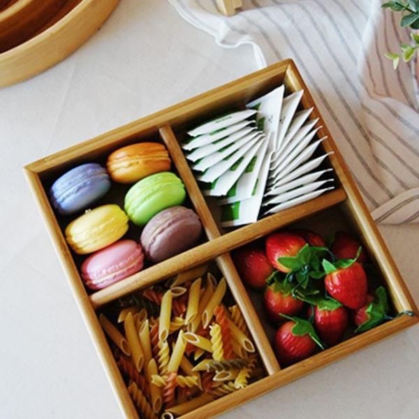 안주 티백을 정리하기 편리한 내츄럴우드 4절 접시