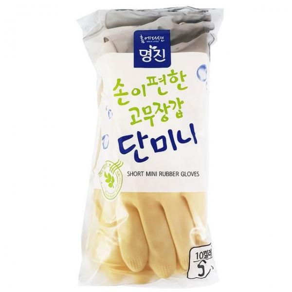 명진 손이편한 단미니 고무장갑S 10P 라텍스 주방장갑