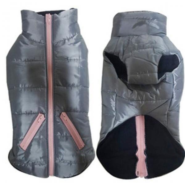 펫 그레이 핑크지퍼 패딩 강아지옷 애견의류 개옷