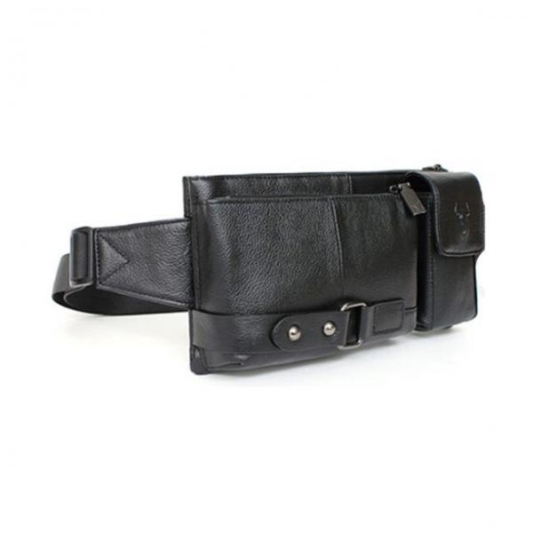남성 고급 가죽 가방 데일리 허리 벨트 웨이스백 블랙