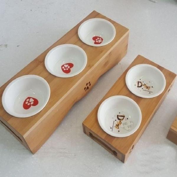 목재도자기식기 3구