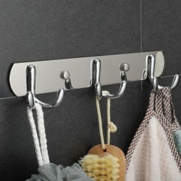 고밀도 스텐레스 다용도 벽걸이 더블후크실버