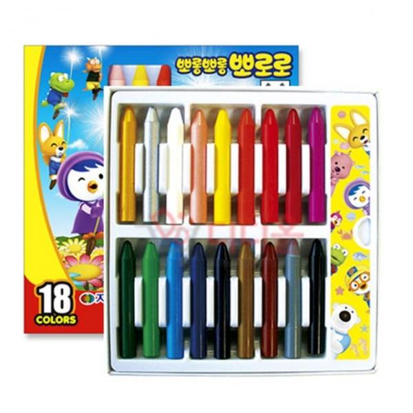 지구 뽀로로 손에 묻지 않는 크레용 18색 X2개 어린이
