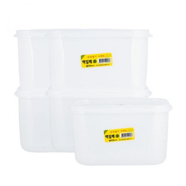 국산 백색 밀폐용기 백밀폐 3호 5개 세트