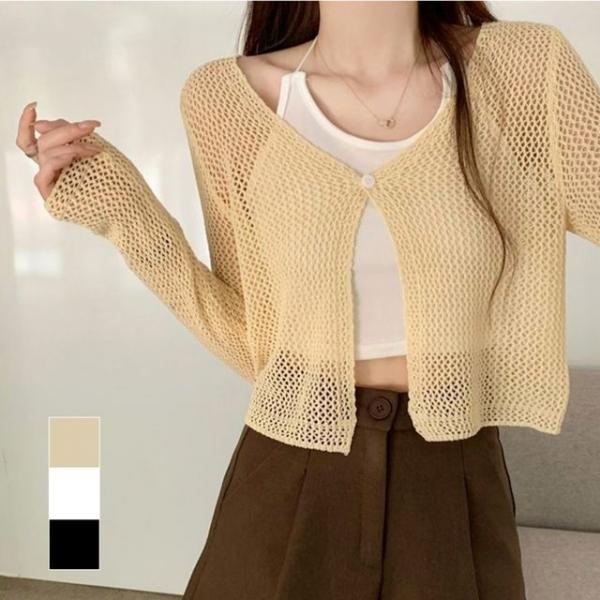 여름포인트 나시 원피스 레이어드 시스루 메쉬 가디건