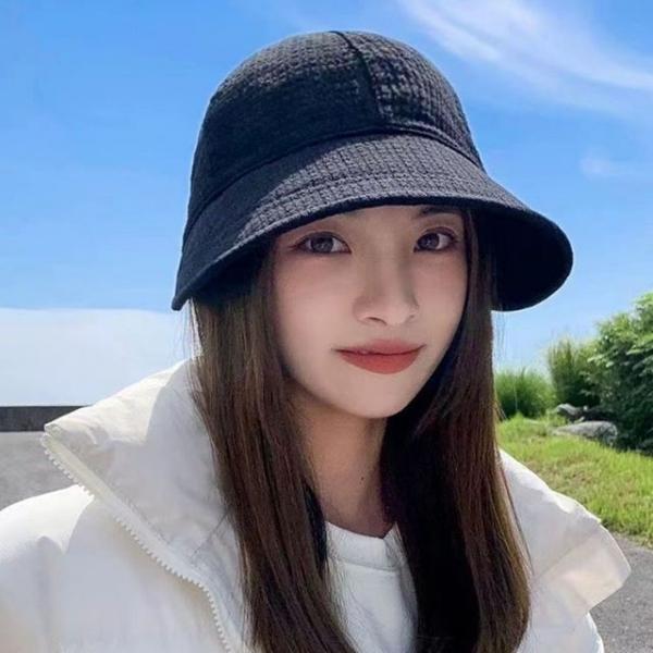 쁘띠챙 와플패턴 가벼운 스트링 버킷햇 벙거지모자