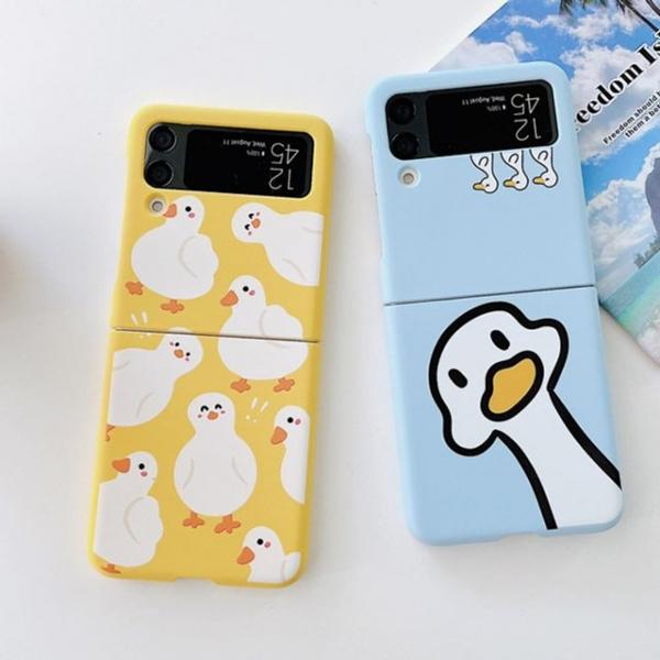 갤럭시Z플립4/3 더키 오리 일러스트 컬러 하드케이스