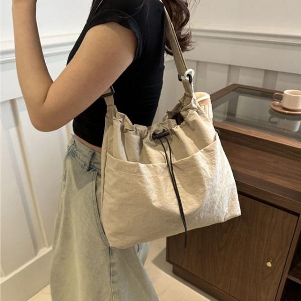 가벼운 나일론 투웨이백 스트링 끈조절 숄더백 크로스