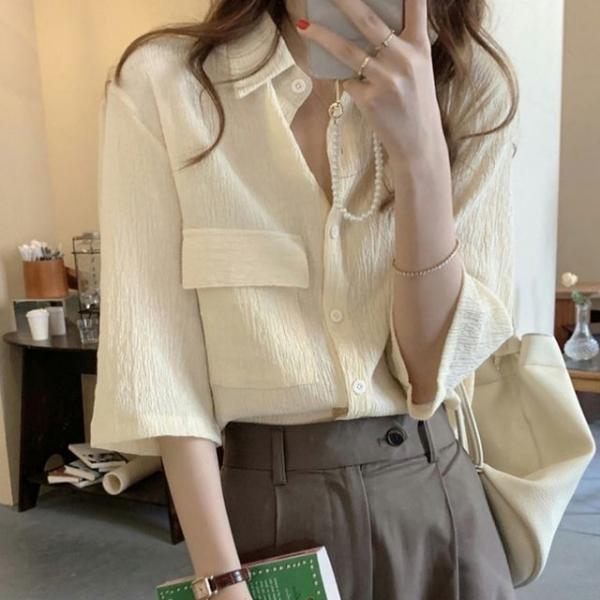 네츄럴 원포켓 루즈핏 블라우스 셔츠