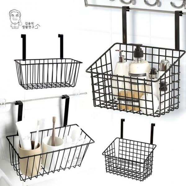 문걸이 수납 선반 바구니 철제바구니 싱크대 주방