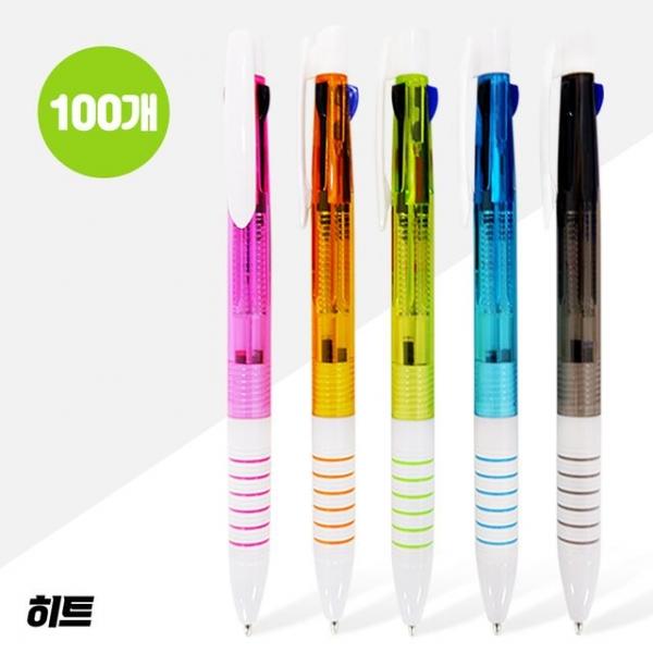 히트3색(6링) 투명 볼펜 (1.0mm) X 100개