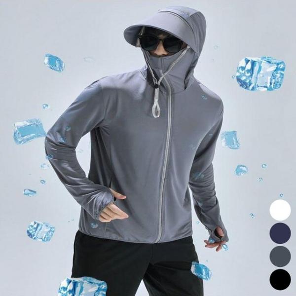 남자 여름 등산 냉감 후드 메쉬 점퍼 썬캡 탈부착