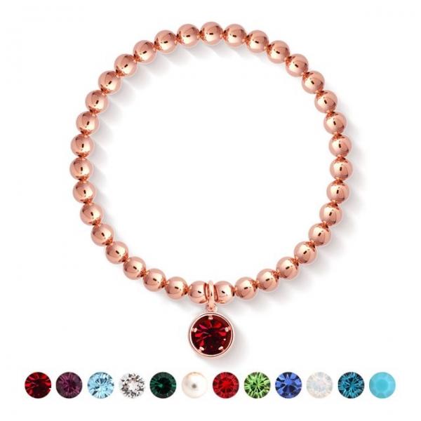 5mm 탄생석 컬러 큐빅 14kgp 로즈골드 볼 팔찌
