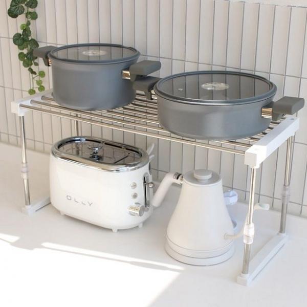 적층가능한 주방 냄비정리 선반-1단 너비높이조절