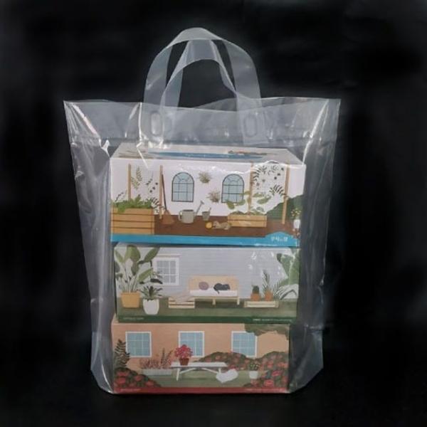 PE 투명 손잡이 루프 봉투 쇼핑 60x50+5cm(100장)