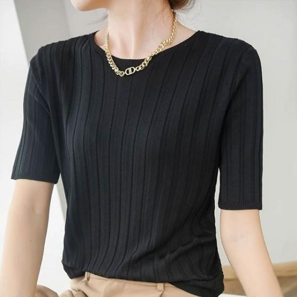 빅 골지 얇은 반팔 니트 LM-0592