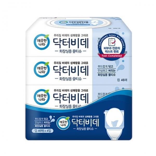 깨끗한나라 닥터 비데 물티슈 캡 46매X4입