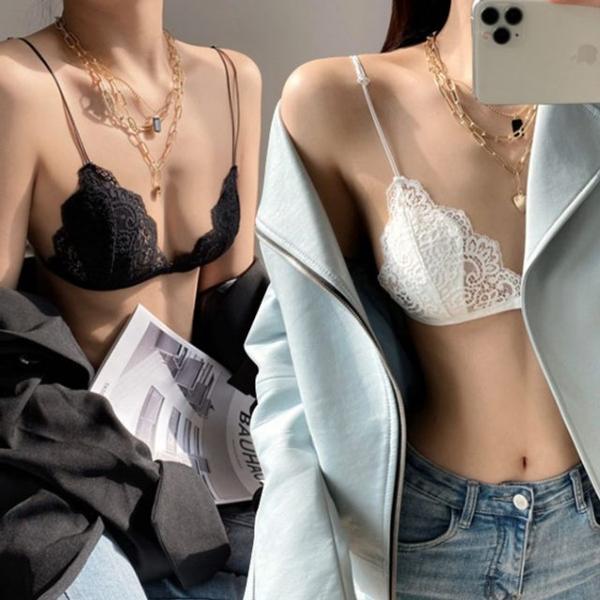 프렌치 레이스 노와이어 홑겹 브라렛 여름 브래지어