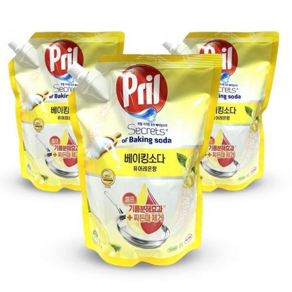 헨켈 프릴 베이킹소다 레몬향 주방세제 리필 1L 3개