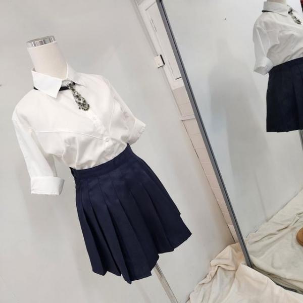 데이트 데일리 플레어 교복 주름 스커트