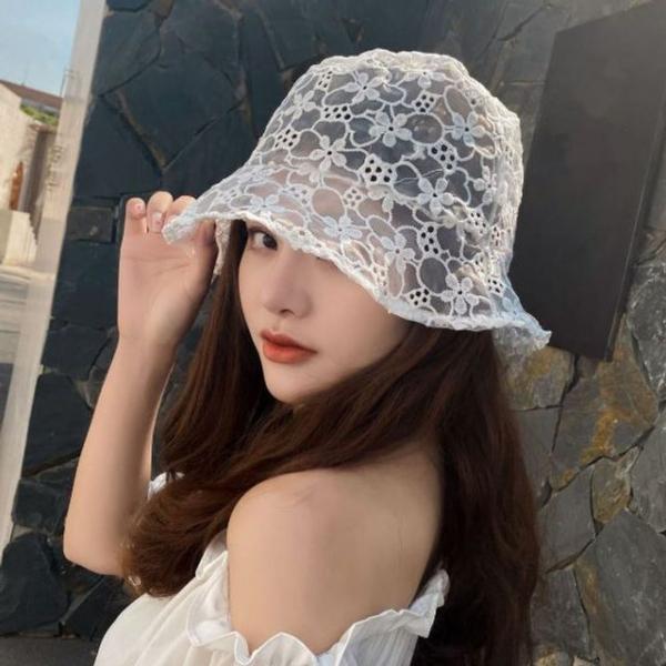 프리티 플라워 레이스 여름 버킷햇 시스루 벙거지모자