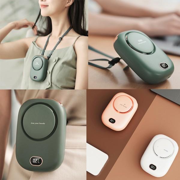 (인쇄가능)3단 조절 강풍 LED 목걸이선풍기 휴대용 탁상용 핸디 선풍기