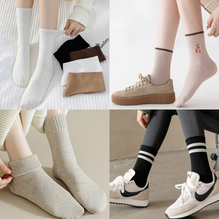 중목양말 10켤레 개당 350원 장목양말 여성양말 남녀공용 무지양말 포인트양말 패션양말