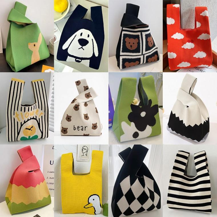 인기미니백니트 손목가방/토트백/캐쥬얼가방/니트백/묶는가방/데일리백/손가방/캔버스백/에코백