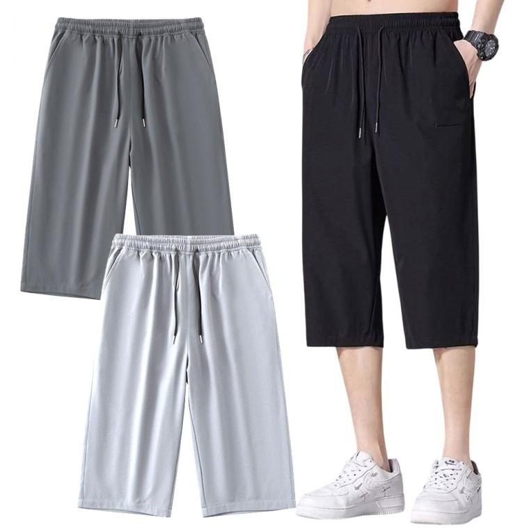 *여름 남성 아이스 7부밴딩팬츠 남자 쿨링 트레이닝바지 여름 츄리닝 헬스 축구 런닝 운동복