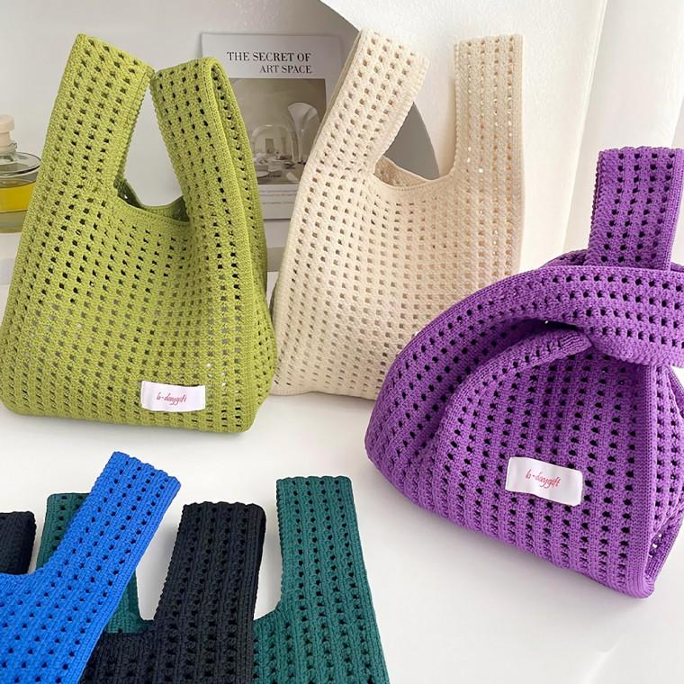 위빙 니트 손목가방 묶는가방 토트백 니트백 그물가방 스트랩 미니백 사은품