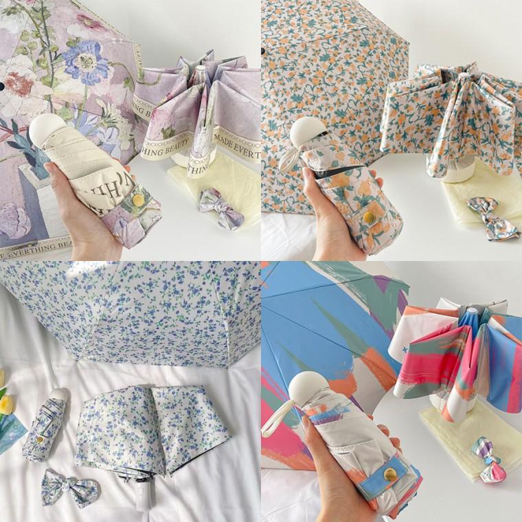 UV 차단 플라워 5단 암막 미니 초경량 우산 자외선 양우산 양산 ver2