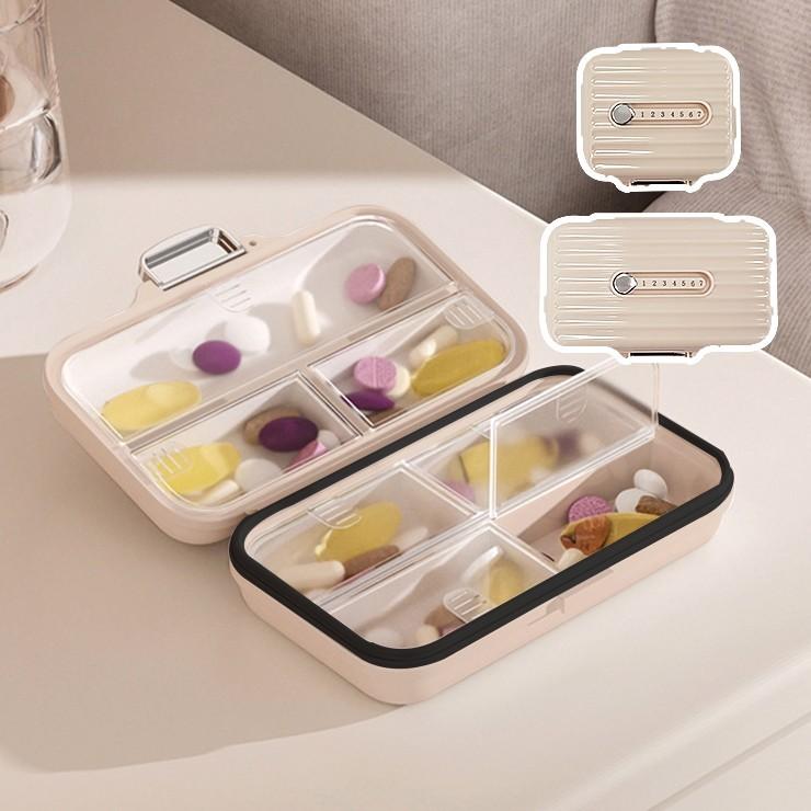 2832 [3컬러/2사이즈] 캐리어 7구 알약 케이스 일주일 요일별 종류별 영양제 여행용 휴대용 약통