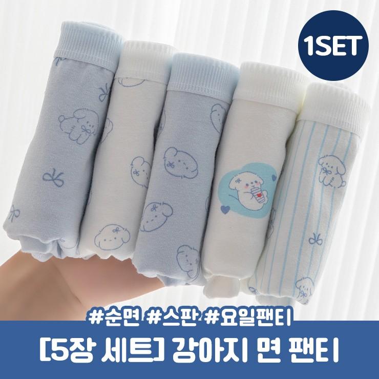 2787 [5장세트] 블루 퍼피 요일팬티 이너웨어 언더웨어 코튼 순면 통기성 스판 스트라이프