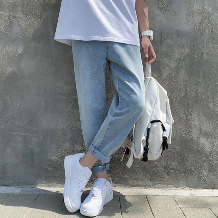 남자 밴딩청바지 9부 허벅돼 고무줄 남성바지 일자 데님팬츠 간절기바지 (당일출고)