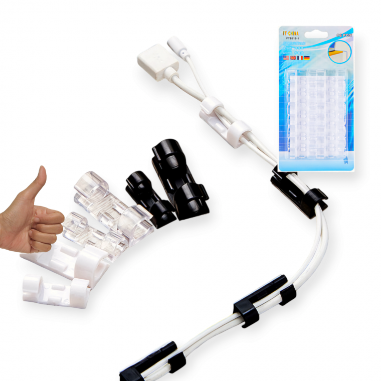 케이블 정리 클립 전선 고정 홀더 화이트 블랙 투명 대형 16P