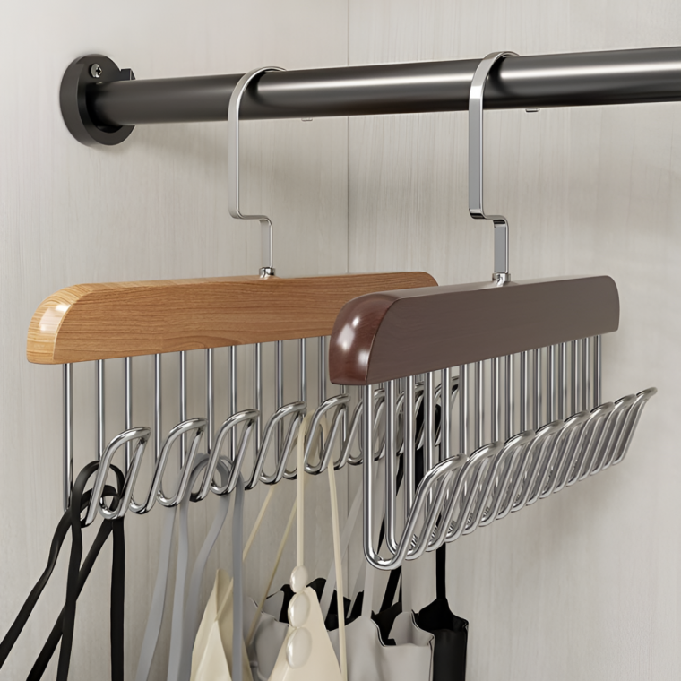 8후크 원목 옷걸이 다용도 문어발 행거 옷 속옷 벨트 넥타이 다목적 소품걸이