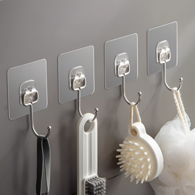 무타공 벽걸이 후크 강력부착 갈고리 거치대 주방 거실 씽크대 5P