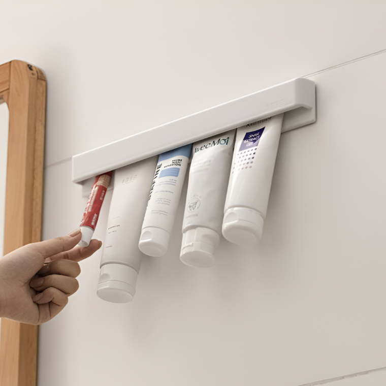 부착식 치약걸이 무타공 롱 튜브걸이 치약 클렌징폼 로션 핸드크림 거치대 화장실 정리 용품