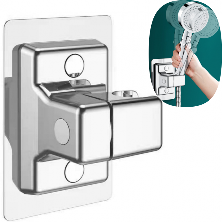 각도조절 무타공 샤워기 거치대 강력접착 회전 샤워기홀더 강력거치 샤워기걸이 (개별 박스포장)