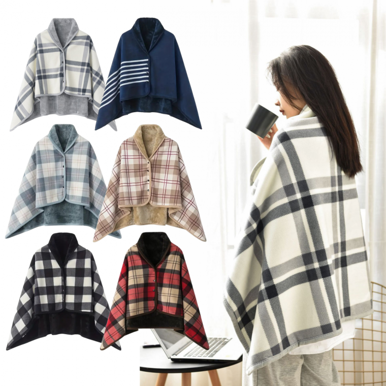 극세사 무릎담요 똑딱이 망토담요 수면담요 소파담요 학교 학원 사무실 캠핑 담요 이불 [개별 OPP포장]