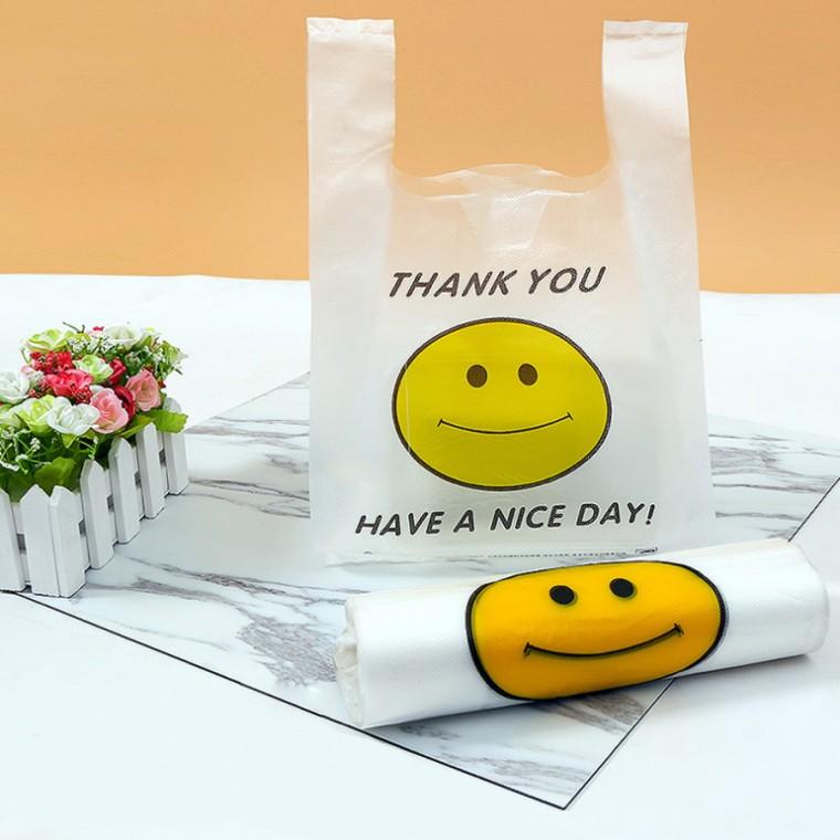 스마일 비닐봉투 100매 32*52CM 배달 마트 PE봉투 KK298