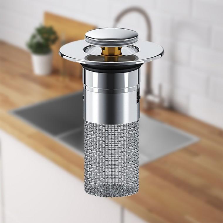 세면대 배수구 막힘 방지 원터치 청결 마개 필터 KK945