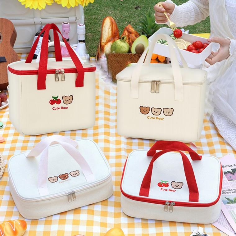 귀여운 곰돌이 소풍 런치 피크닉 도시락 보온 보냉 가방 KK969