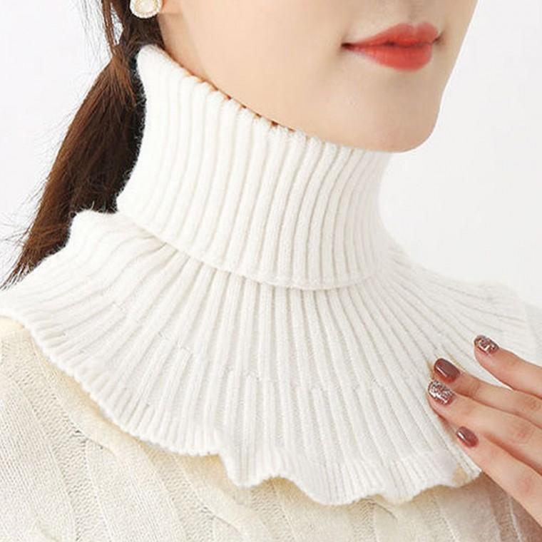 (LND)페이크 프릴 니트 목폴라 보온 넥워머 간절기 목토시 레이어드