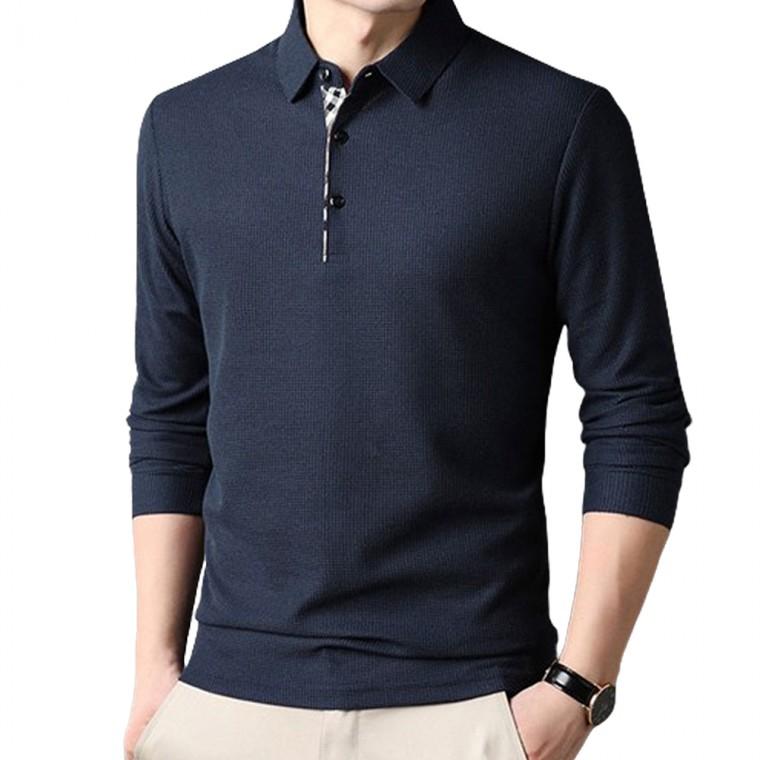 샤르망 남성 사계절 와플 카라티 정장 캐쥬얼 티셔츠 남방 빅사이즈 긴팔 셔츠