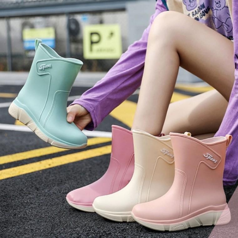 시오 파스텔 소프트 미들레인부츠 미들 워커 장마철 여성 패션 장화 부츠