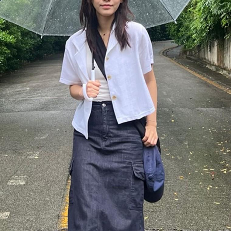 GM 린넨 크롭 자켓 여성 여름 반팔 썸머 데일리 캐주얼 클래식