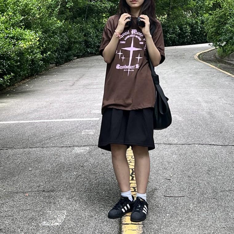 여성 모르간 반팔 티셔츠 여자 여름 반팔티 루즈핏 빅사이즈 롱티셔츠